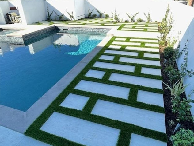 Pool Area Artificial Turf Installation